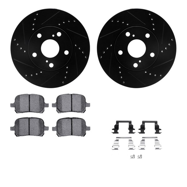 Dynamic Friction Co 8512-76053, Rotors-Drilled and Slotted-Black w/ 5000 Advanced Brake Pads incl. Hardware, Zinc Coated 8512-76053
